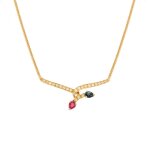 Collier rubis, saphir et diamants or jaune 7. 90g