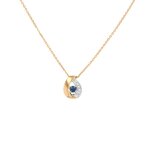 Collier saphir 0. 17 carat et diamants 0. 01 carat 2 ors 3. 38g