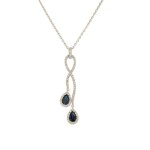 Collier saphirs 0. 35 carat et diamants 0. 37 carat or blanc 5. 34g
