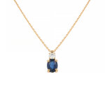 Collier saphir 1. 70 carat et diamant 0. 18 carat or jaune 3. 86g