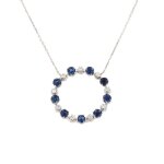 Collier saphirs 2. 25 carats et diamants 0. 54 carat or blanc 9. 53g