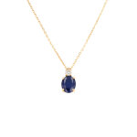 Collier saphir 3. 09 carats et diamants 0. 15 carat or jaune 4. 40g