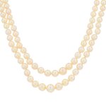 Collier vintage perles de culture et diamants 0. 60 carat or blanc 57. 07g
