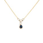 Collier vintage saphirs 0. 61 carat et diamants 0. 21 carat or jaune 4. 85gg