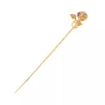 Epingle ancienne rubis 0. 10 carat et roses de diamants jaune 3. 13g