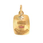 M�daille d'amour augis rubis de synth�se or jaune 1. 81g