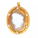 Pendentif ancien camée or jaune 18. 14g Pendentif ancien camée or jaune 18. 14g