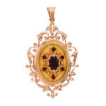Pendentif ancien cassolette ancien grenats 1. 68 carat or jaune 14. 75g