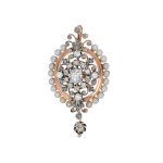Pendentif ancien diamants 2. 33 carats et perles or et argent 16. 76g