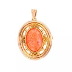 Pendentif camée corail or jaune 16. 48g Pendentif camée corail or jaune 16. 48g