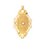 Pendentif cassolette diamant 0. 04 carat et perle or jaune 9. 32g