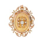 Pendentif cassolette vintage perles or jaune 17g