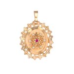 Pendentif cassolette vintage rubis et perles or jaune 7. 43g