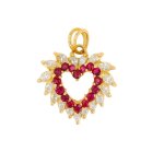 Pendentif coeur rubis 0. 32 carat et diamants 0. 51 carat or jaune 3. 81g Pendentif coeur rubis 0. 32 carat et diamants 0. 51 carat or jaune 3. 81g