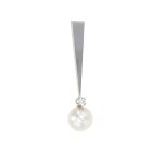 Pendentif diamant 0. 03 carat et perle or blanc 1. 30g
