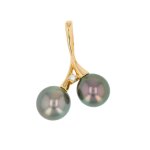 Pendentif diamant 0. 04 carat et perles de tahiti or jaune 5. 14g