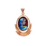 Pendentif mail de limoges en or rose