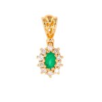Pendentif meraude 0. 16 carat et diamants 0. 20 carat or jaune 1. 91g