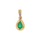 Pendentif �meraude 0. 31 carat et diamant 0. 0025 carat or jaune 1g