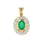 Pendentif meraude 1. 10 carat et diamants 0. 48 carat or jaune 4. 30g