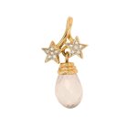 Pendentif �toiles quartz et diamants 0. 06 carat or jaune 3. 39g