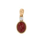 Pendentif grenat 2. 96 carats et diamant 0. 13 carat or jaune 2. 38g