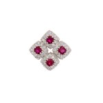 Pendentif isabelle langlois diamants 0. 19 carat et rubis 0. 60 carat or blanc 1. 87g