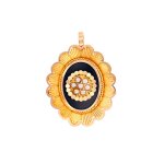 Pendentif onyx et perles en or jaune