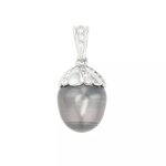 Pendentif perle et diamants 0. 35 carat or blanc 6. 32g