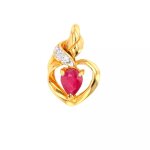 Pendentif rubis 0. 48 carat et diamants 0. 01 carat or jaune 1. 16g