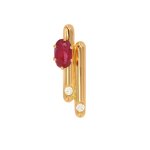 Pendentif rubis 0. 50 carat et diamants 0. 06 carat or jaune 3. 02g