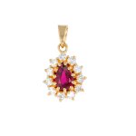 Pendentif rubis 0. 63 carat et diamants 0. 33 carat or jaune 1. 47g