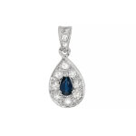 Pendentif saphir 0. 21 carat et diamants 0. 39 carat or blanc 1. 14g