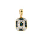 Pendentif saphirs 0. 35 carat et diamants 0. 04 carat or jaune 2. 70g