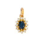 Pendentif saphir 1. 11 carat et diamants 0. 36 carat or jaune 2. 66g Pendentif saphir 1. 11 carat et diamants 0. 36 carat or jaune 2. 66g
