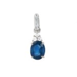 Pendentif saphir 1. 63 carat et diamants 0. 06 carat or blanc 1. 32g