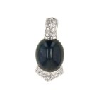 Pendentif saphir 2. 20 carats et diamants 0. 61 carat or blanc 7. 45g