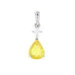Pendentif saphir 2. 63 carats et diamants 0. 16 carat or blanc 1. 88g