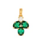 Pendentif tourmalines 3. 71 carats et diamants 0. 37 carat or jaune 3. 88g