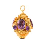 Pendentif vintage am�thystes 10. 46 carats or jaune 16. 28g