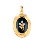 Pendentif vintage diamants 0. 02 carat onyx 2 ors 4. 93g