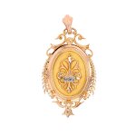 Pendentif vintage perles et roses de diamants 2 ors 11. 90g Pendentif vintage perles et roses de diamants 2 ors 11. 90g