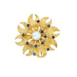 Pendentif vintage perle et saphirs 0. 72 carat or jaune 8. 44g