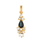 Pendentif vintage saphir 0. 61 carat et diamants 0. 55 carat or jaune 2. 64g