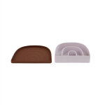 Assiette et bol marron en silicone h1, 2x20, 5x17cm / h3, 3x17, 5x14, 5cm