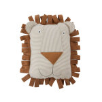 Coussin lion marron en coton organique et en polyester h40x37x14cm