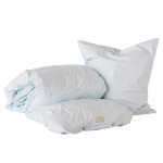 Housse de couette et taie adulte extra bleu en coton organique h220x140cm, h60x63cm