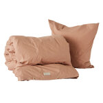 Housse de couette et taie adulte extra marron en coton organique h220x140cm, h60x63cm