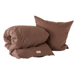 Housse de couette et taie adulte marron en coton organique h200x140cm; h60x63cm