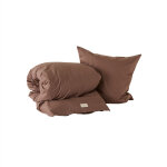 Housse de couette et taie enfant marron en coton organique h100x70cm; h40x45cm